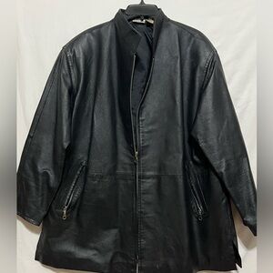 Vintage Newport News Genuine Leather Jacket Black With Zipper Closure Size XL